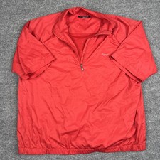 Greg Norman Shark Men Golf Full Zip Pullover Half Sleeve Red Size XL