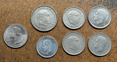 Lot 6  SPAIN Spanish European Money COINS 1950s-1980s FRANCO 1 5 25 PTAS