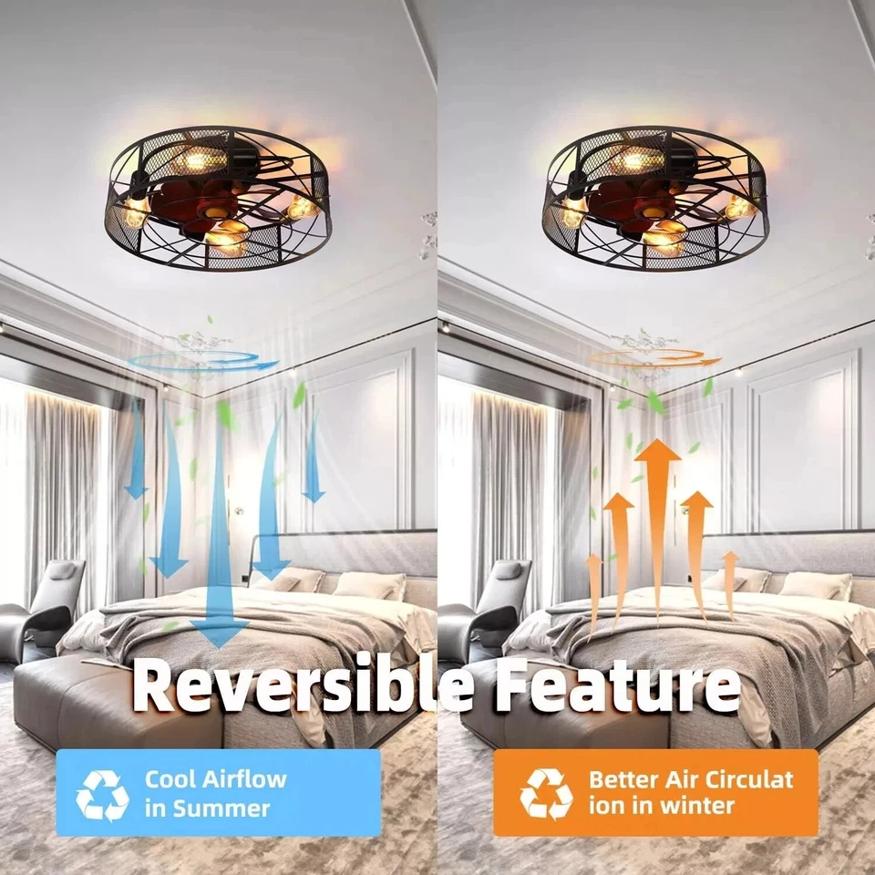 Modern Low Profile Ceiling Fan With Light Remote Control Flush Mount Ceiling Fan - Image 2 of 4