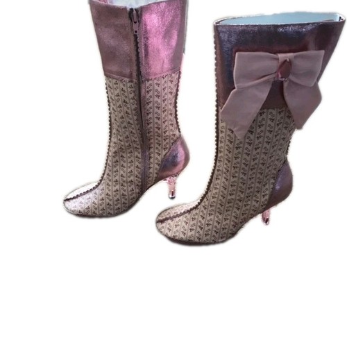 Irregular Choice Muslo Largo Rosa Caniche Monograma Botas De Colección Raras Nuevas en Caja - Imagen 2 de 13