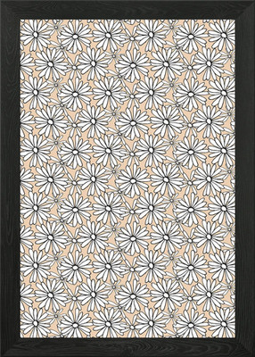Gänseblümchen Blumenmuster auf beigem Hintergrund gerahmtes Wandbild Poster Leinwanddruck Bild
