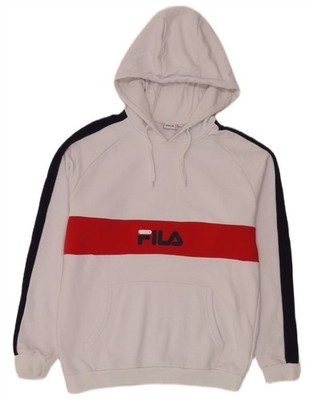 Fila Herren Graphic Hoodie Pullover Medium Weiß Colourblock Baumwolle AC08
