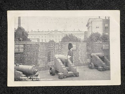 Tower Of London England Guard And Cannon United Kingdom Antique Photo Postcard