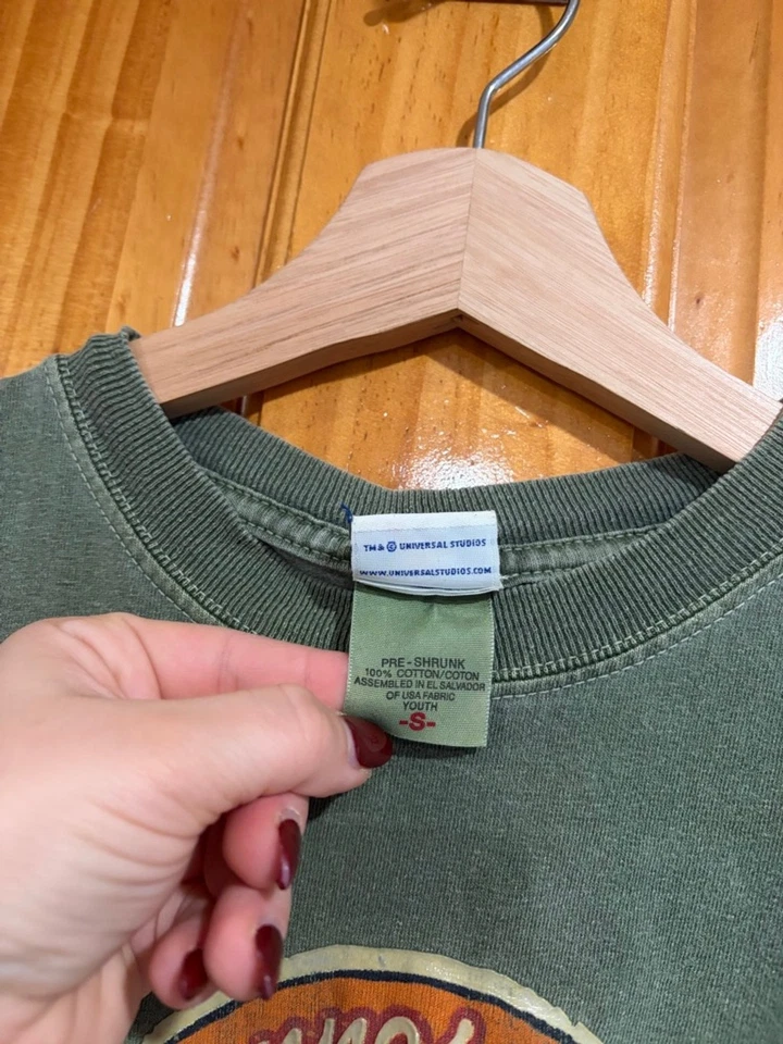 Vintage Universal Studios T-Rex Dinosaur Graphic Tee Kids Small Y2K Green - Image 3 of 4
