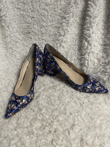 Marc Fisher Brokat Stoff royalblau bunte Fliegen Prints Blockabsatz GR.10M - Bild 5 von 11