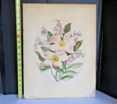 Vintage Mauve Iris Painting *VIDEO* 14'' × 18'' Signed Floral Still Life No Frame