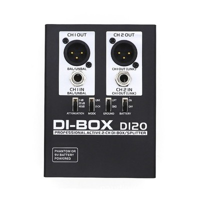 Audio Active DI BOX Geräuscharm Gitarre Bass DI 2-Kanal-Audio-Konverter