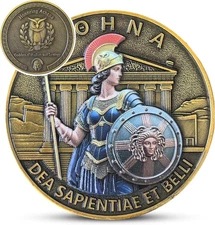 Athena Challenge Coin – Goddess of Wisdom Token, Greek Mythology Strategy Insp