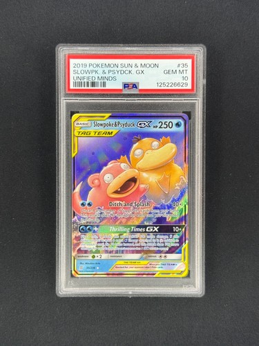 Slowpoke & Psyduck 2019 Pokemon Unified Minds Tag Team GX PSA 10 - Picture 1 of 2
