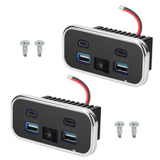 2pcs RV USB Outlet Dual USB A  USB C Ports Car Charger Socket Panel Boat Marine