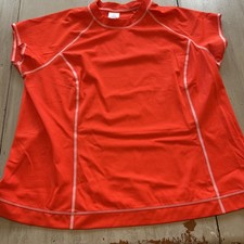 Lands End Orange Red Pullover Rash Guard Swim Suit Shirt Top Women s Sz 1X