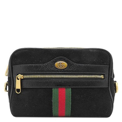 GUCCI Shoulder Bag Ophidia Small Pouch 517350 Suede  black Gold Metal Sher