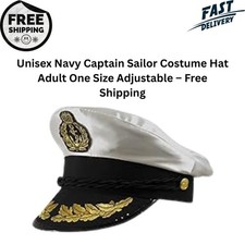 Unisex Navy Captain Sailor Costume Hat Adult One Size Adjustable – Free Shipping