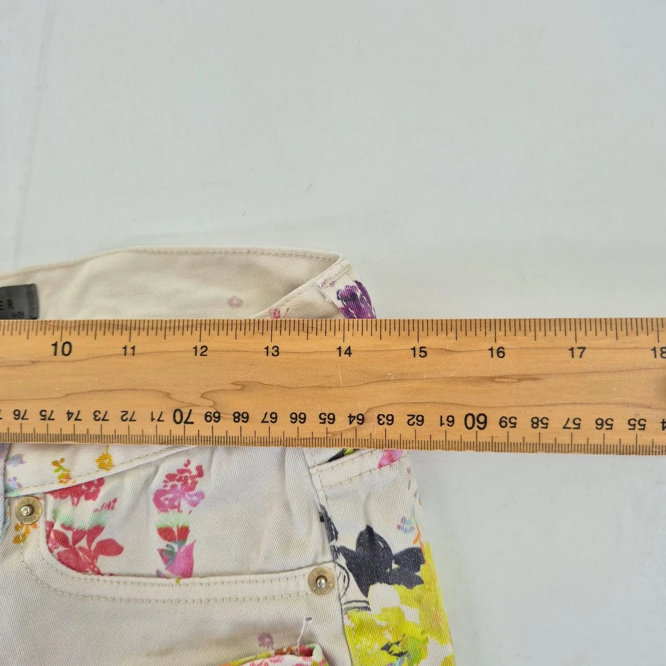 TED BAKER Trousers W26 8 Beige Women's Floral Cotton Stretch Slim - Image 4 of 4