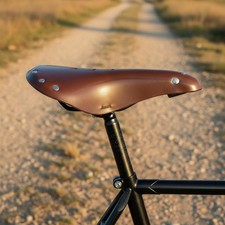 Leather Coil Cycle Saddle Shock Absorbing for Paved Cycling, Town Commuting