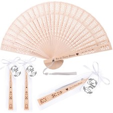 50 Sets Wooden Hand Fan Wedding Fans Hand Fans for Women Foldable Wedding Fav...