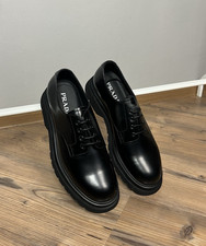 MINT! Prada FW19 2EE306 Black Leather Chunky Derby Shoes Men`s Size 9.5