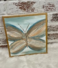 Hand Painted Butterfly Canvas Wall Art Picture Room Decor 12x12  