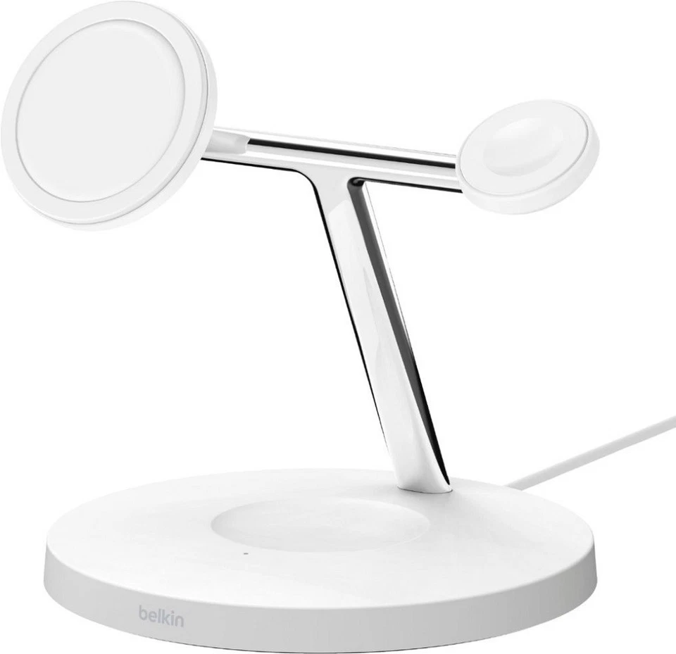 Belkin BOOSTCHARGE PRO 3-in-1 Wireless Charging Stand with MagSafe - White