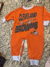 Vtg Cleveland Browns NFL Football Pajamas 4 Toddle USA Made One Piece Snaps