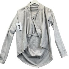 Zyia Active Size M Yoga Shawl Wrap Long Sleeve Thumb Holes Cream New NWT