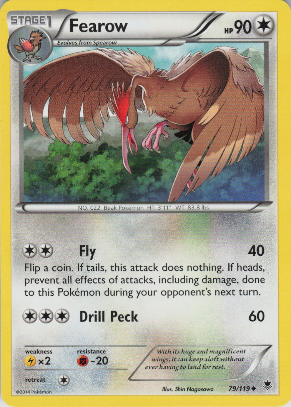 Fearow 79/119 Uncommon Phantom Forces Pokemon Moderately Played