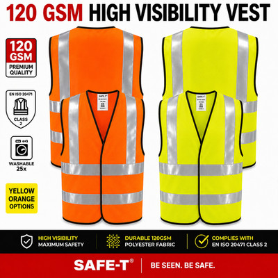 Hi Vis Weste High Viz Safety | GELB ORANGE | EN471 Weste Sichtjacke