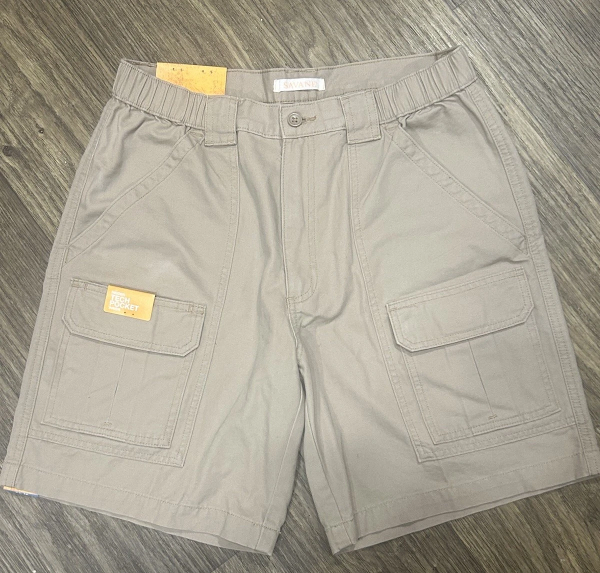 Savane Hiking Shorts Cargo UPF 25 Khaki Men Size 32 32''W 8"L - NWT