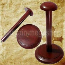 Helmet Wooden RED Stand Display Medieval Helmets Post - Foldable Wood Stand gift