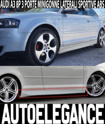 LOOK SLINE S3 MINIGONNE LATERALI AUDI A3 8P 2003-2012 SOLO PER 3 PORTE ABS