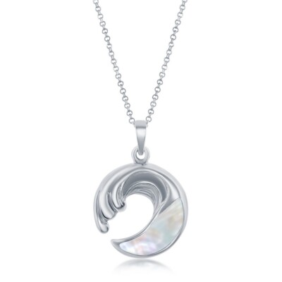 Sterlingsilber Welle Anhänger mit Kette - MOP
