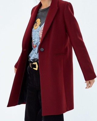zara burgundy coat