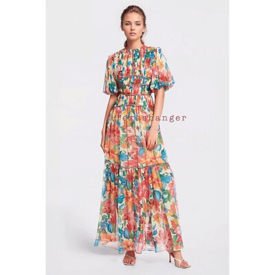 francesca's floral maxi dress Francesca Short Sleeve Maxi Dress in Rust Floral
