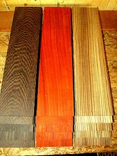 15 PIECES KD SANDED THIN ZEBRAWOOD, PADAUK, WENGE 12" X 3" X 1/8"