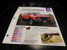 1985-1993 Lamborghini LM LM002 Spec Sheet Brochure Photo Poster 