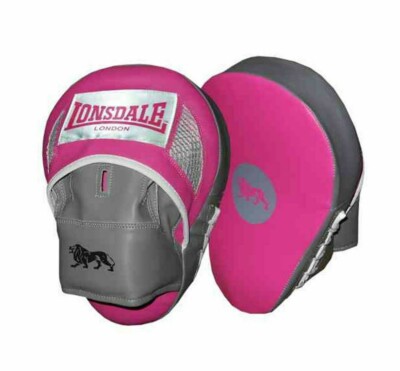 Lonsdale Boxen Leder Training Curved Hook & Jab Pads MMA Fitness Pink
