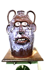 harold ferguson pottery, DOUBLE face jug, folk art 12''x8''