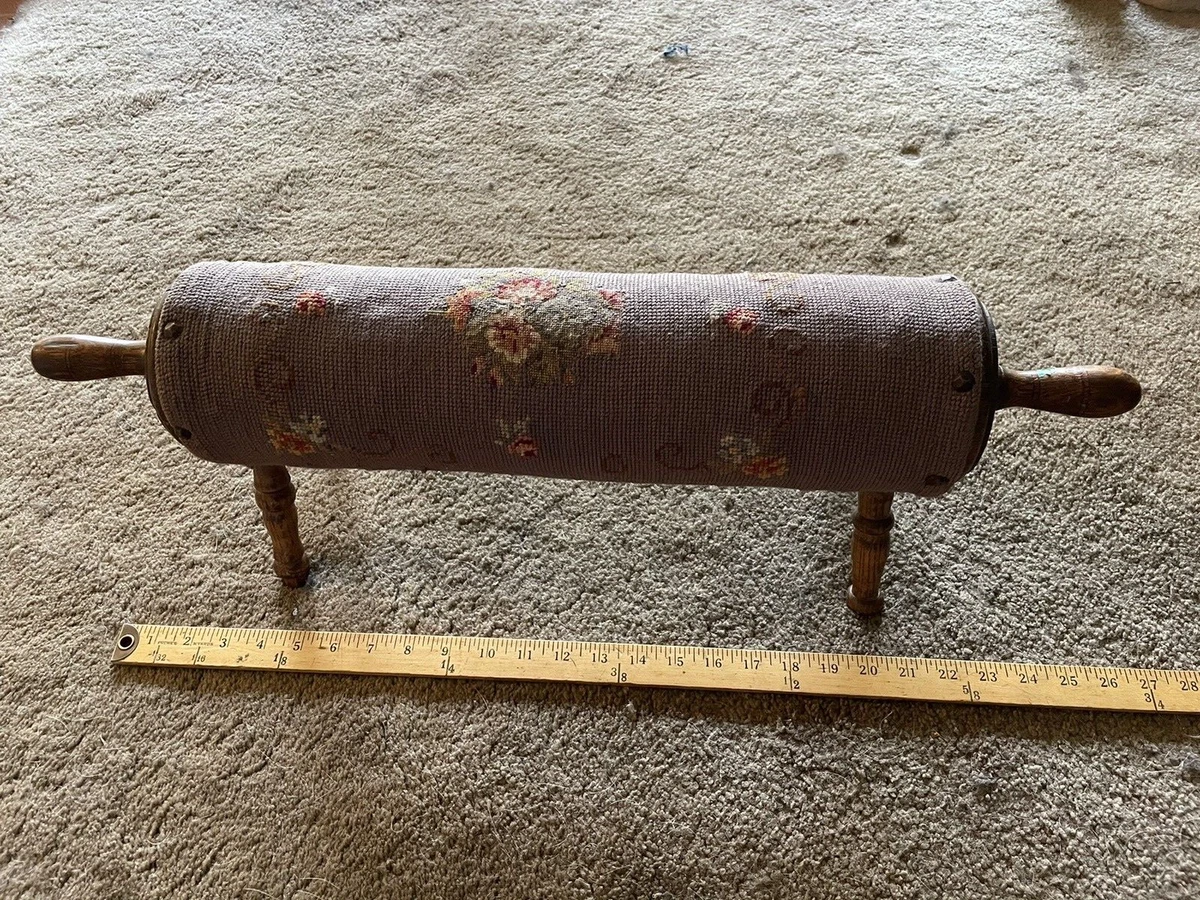 Vintage Barrel Cylinder Wood Footrest Rolling Pin Foot Stool