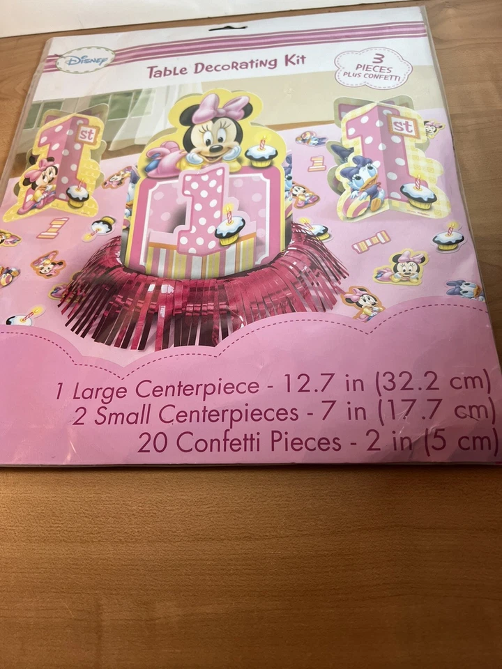 Nuevo Kit de Decoración de Mesa Valor 1er Cumpleaños Amscan Disney Minnie, (23 piezas) Foto 3 de 4