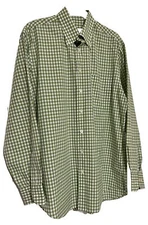 Scott Barber Men’s M Shirt 100% Cotton Green Check Career Casual
