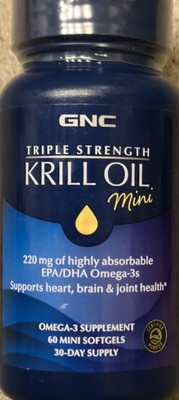 GNC TRIPLE STRENGTH KRILL OIL MINI's 60 Softgels ( 30 Servings) BEST BY 12/24 
