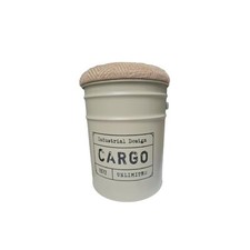 VEA SRL Sgabello Pouf contenitore in stile industriale 31x40 cm, Sgabello dec...