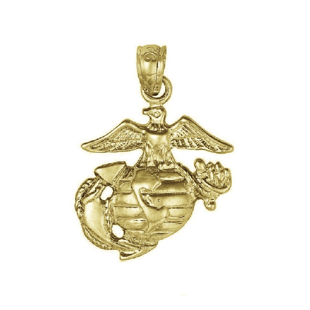 Sterling Silver Yellow Gold Plated Marine Eagle Globe Anchor Charm