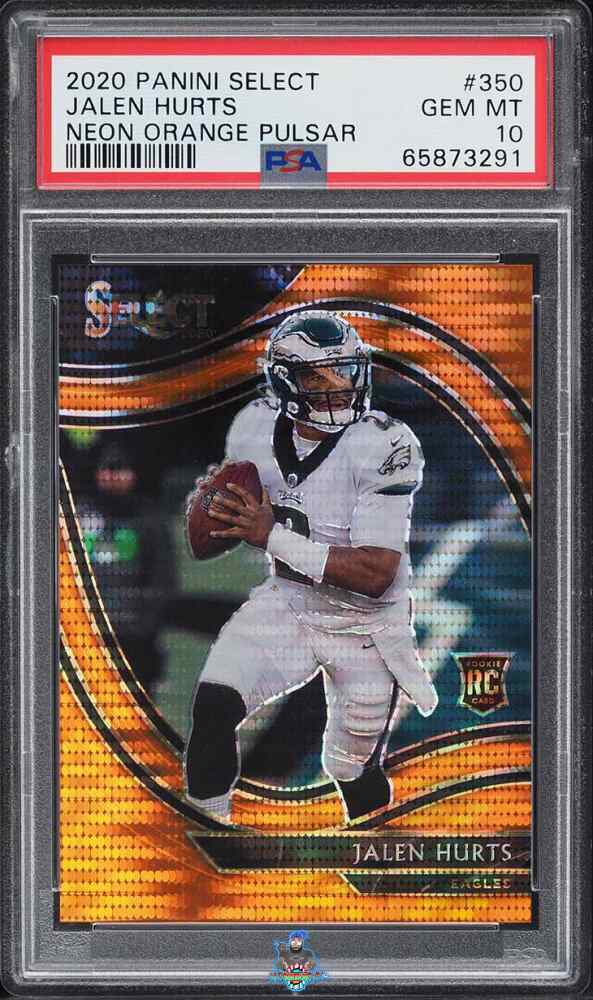 2020 Jalen Hurts PSA 10 Select Neon Orange Pulsar #350 6/7