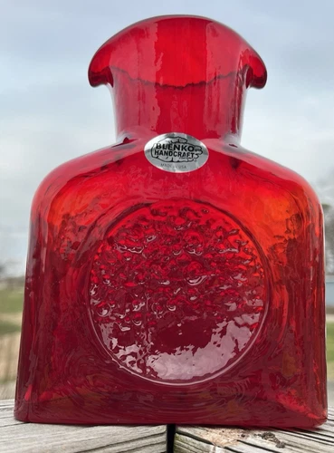 Blenko Glass MINI Water Bottle 384MM - Limited Edition - Blood Moon