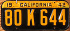 Item photo. Show Listing Details page. Listing 1942 California License Plate Number Tag
