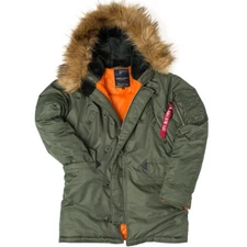 Men's Military N3-B Flight Jacket Parka Cold Weather Cotton Padded Coat Hooded