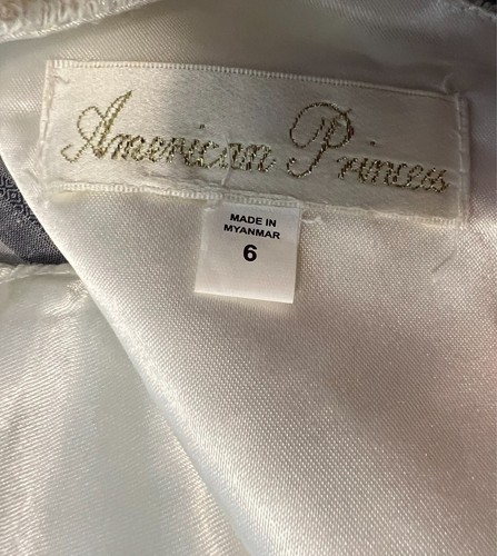 American Princess Full Formal Dress  Girls 7  Ivory  Gold Tulle Special Occasion - Picture 9 of 12