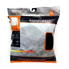 Rainforest Mens Size XL Black Base Layer Crew Long Sleeve Top Shirt RF8200