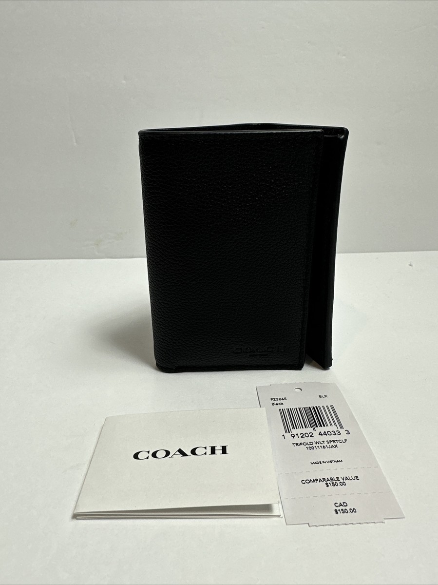 Coach F23845 Coach Mens Trifold Leather Wallet NWT Coach Men's